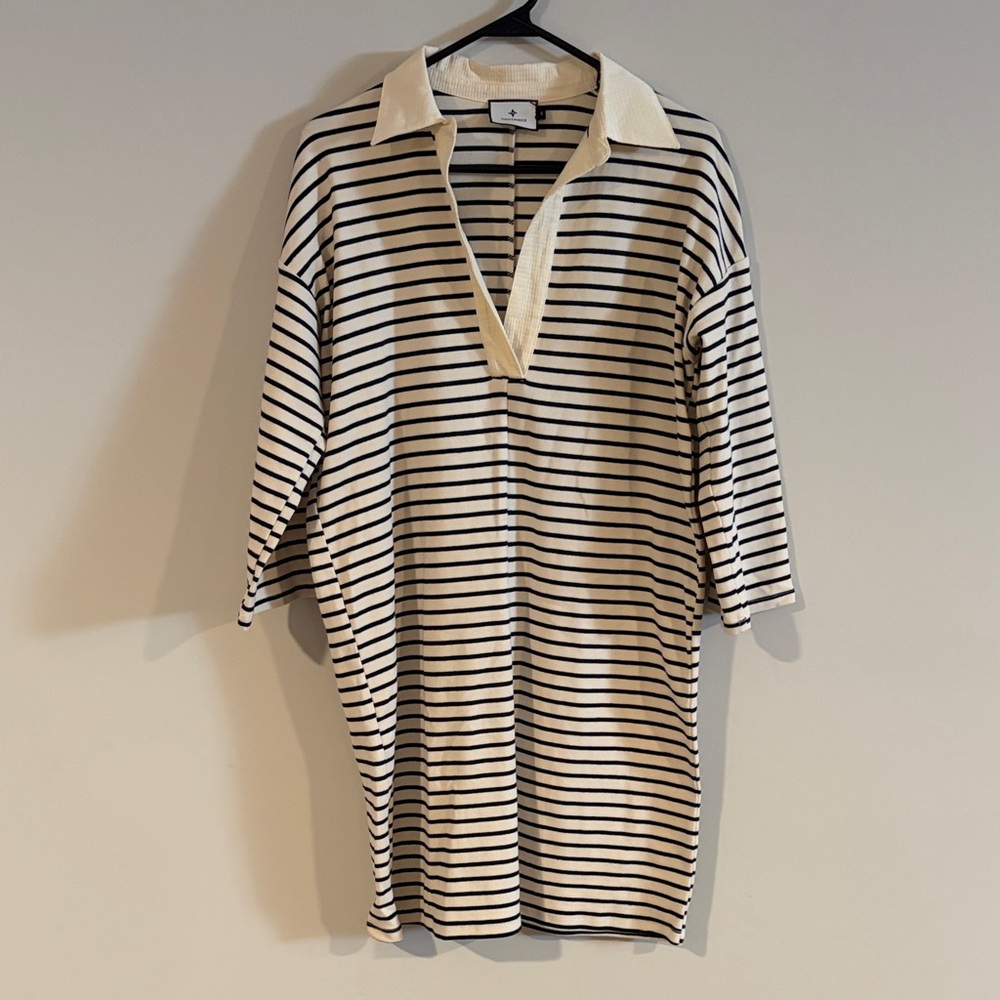 Tuckernuck Ashton Navy and White Striped  Knit Polo Dress